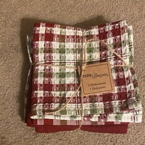 Holiday Plaid Dish Towel Set - Red, Green, White by Park Design